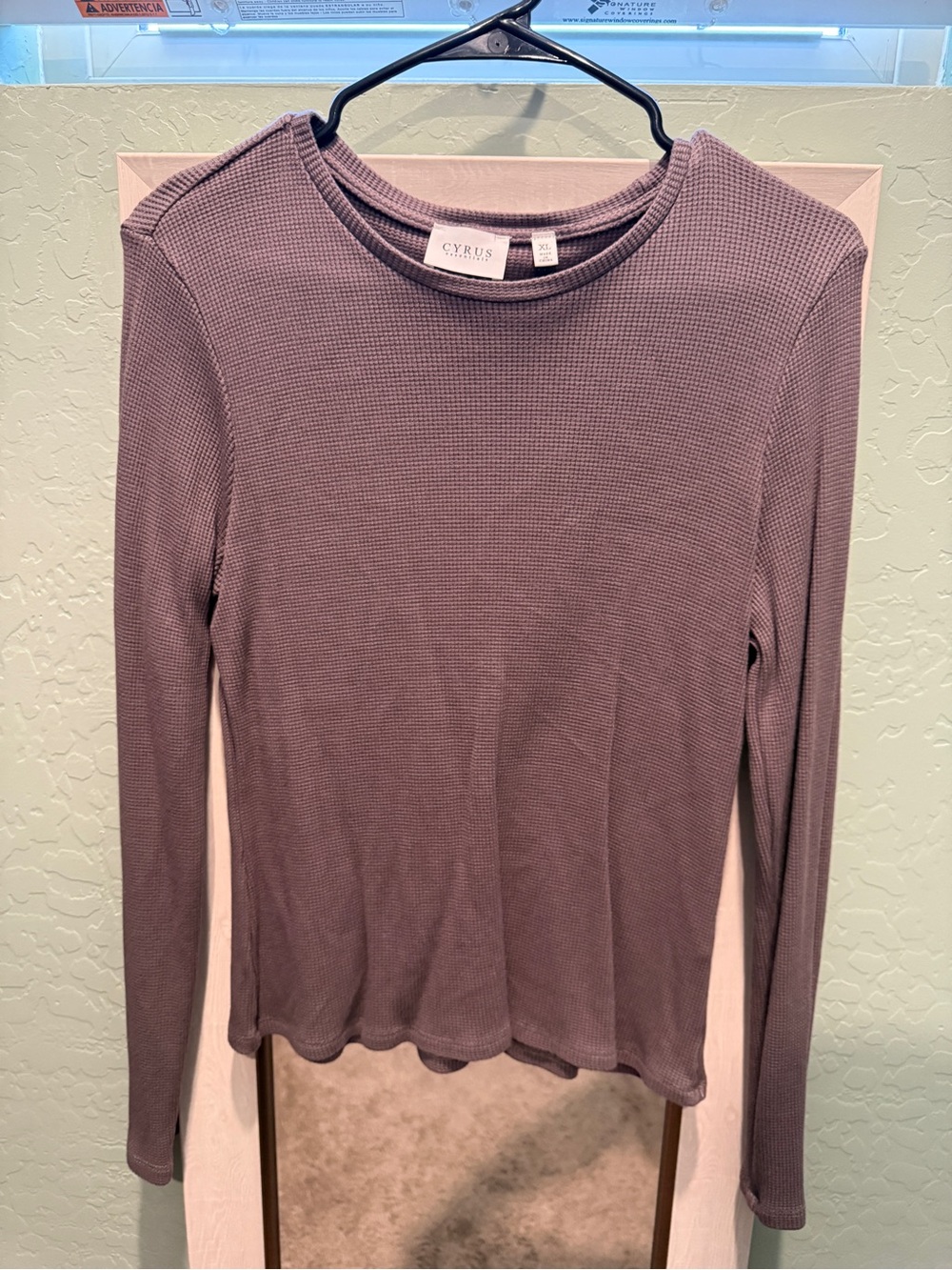 Cyrus Long-Sleeve Waffle Knit Top - Dusty Mauve